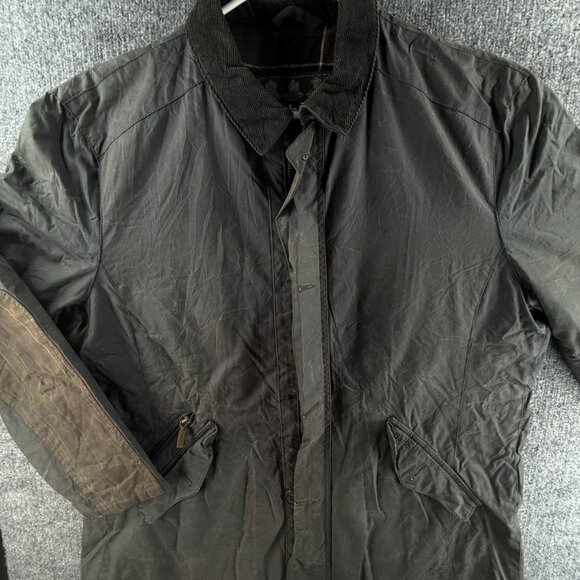 Barbour Harbour Waxed Jacket Men Full Zip Classic Tartan Lined Blue 2XL Winter - Picture 1 of 16